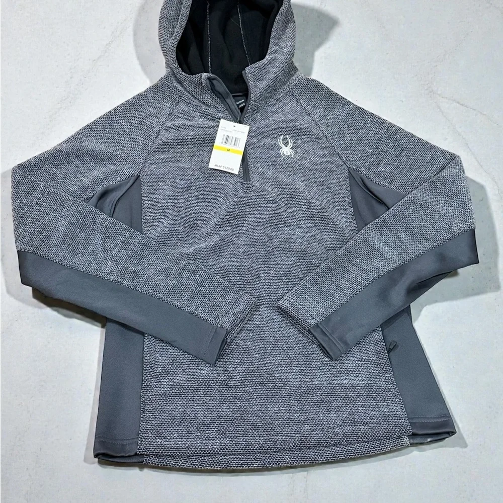 Spyder Men's Quarter -Zip Outbound Jacket Pullover Sweater- Gray- Medium NWT - Picture 3 of 6